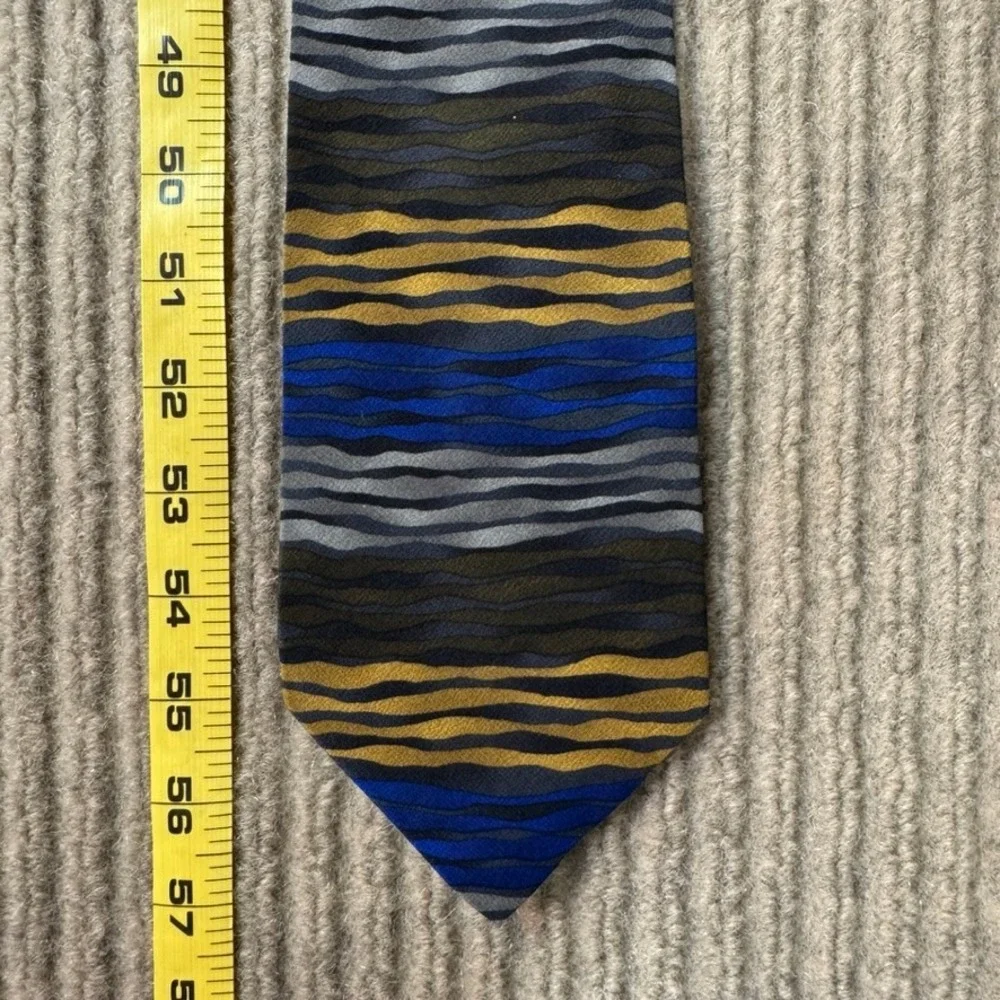 Grateful Dead Silk Tie Wake of the Flood Fifth Set Blue Gold Wavy Stripe 1996